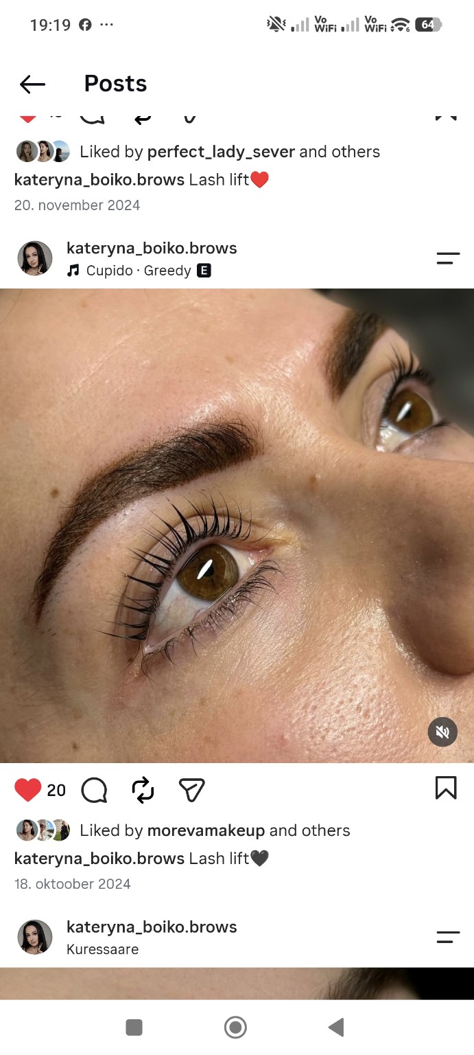 Lash lamination, also known as a lash lift — Kateryna's work